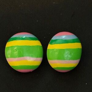 Lightweight colorful clip-on vintage 60s-70s mod earrings, NWOT from family